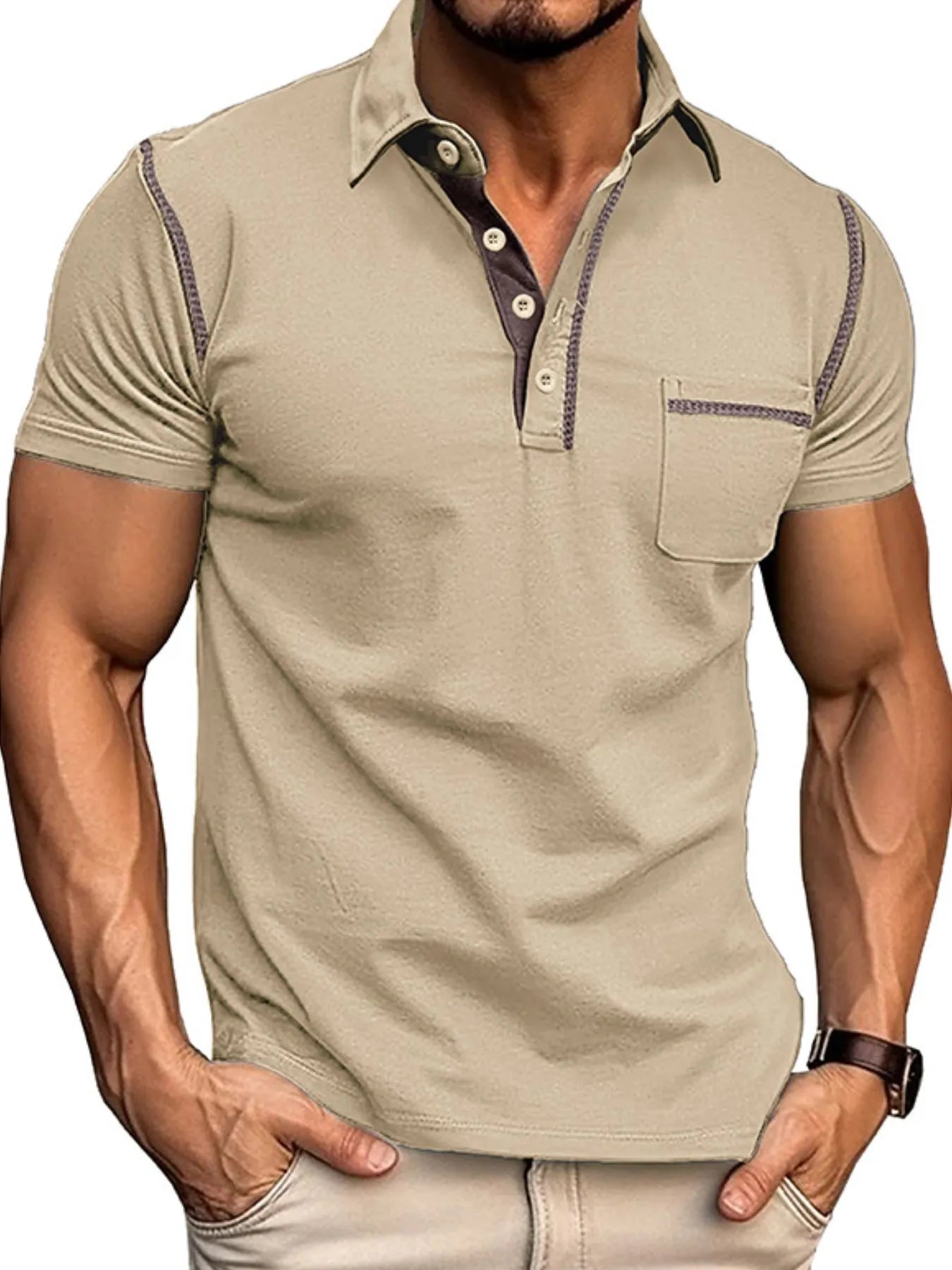 Men's Classic Polo Shirt with Contrast Stitching.