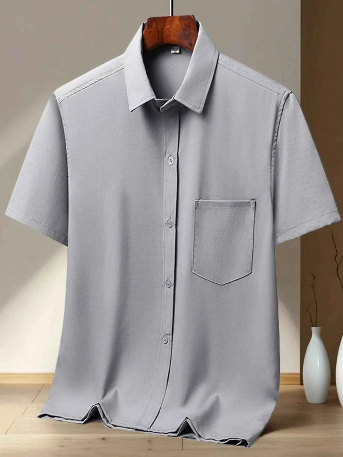 Men's Full Size Button Up Short Sleeve Shirt Plus Size