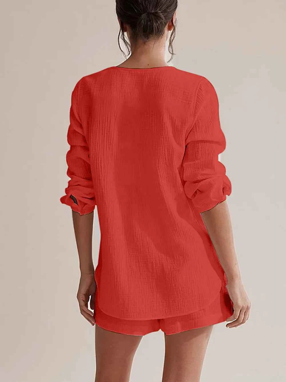 Long Sleeve women Top and Shorts Set