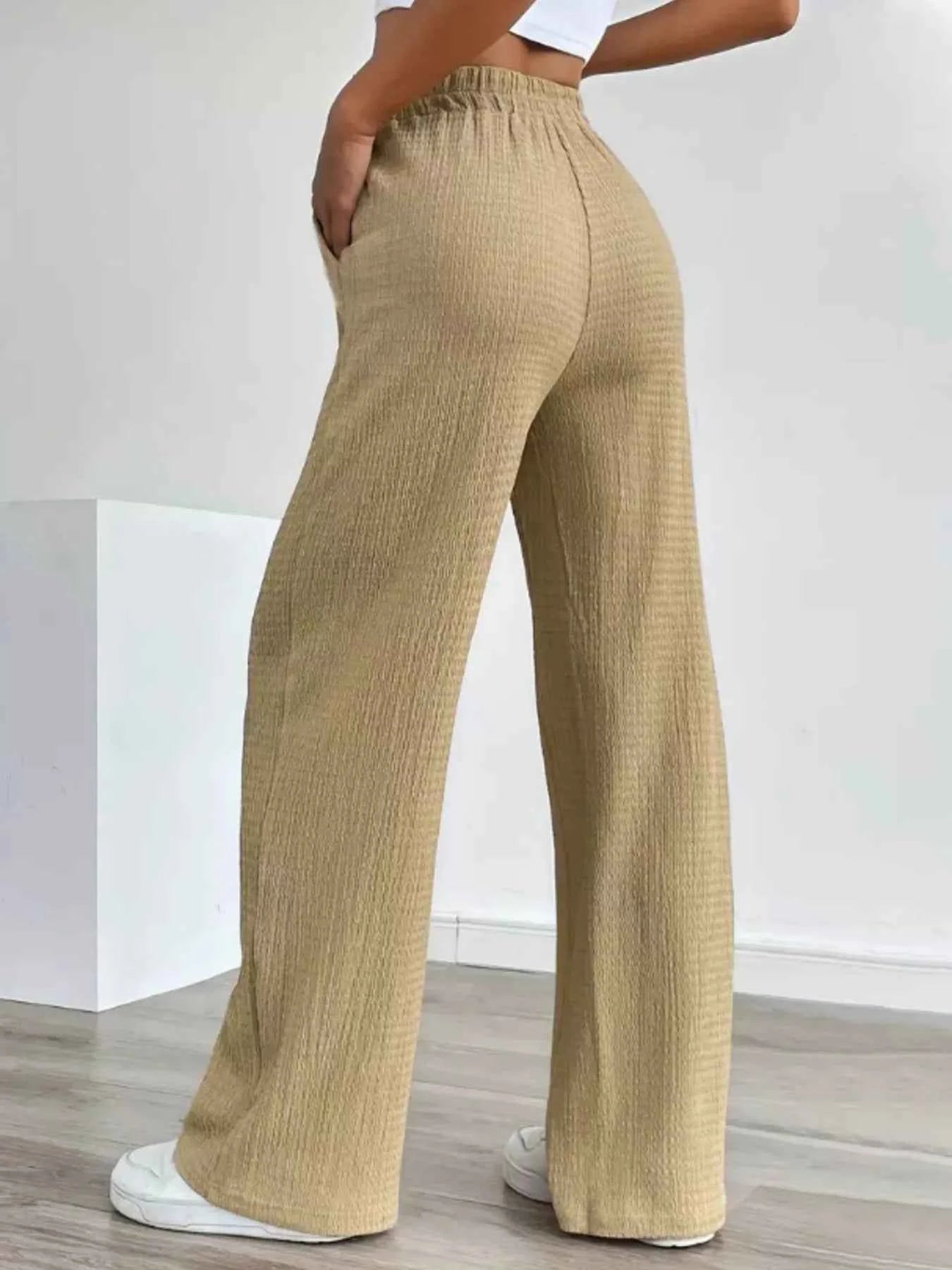 Texture Wide Leg Pants