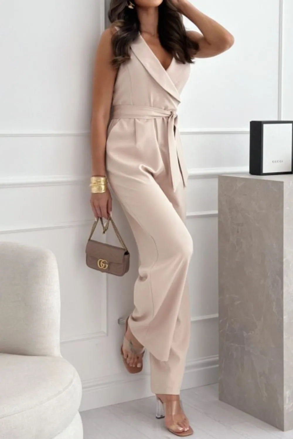 Sleeveless Wide Leg Jumpsuit.