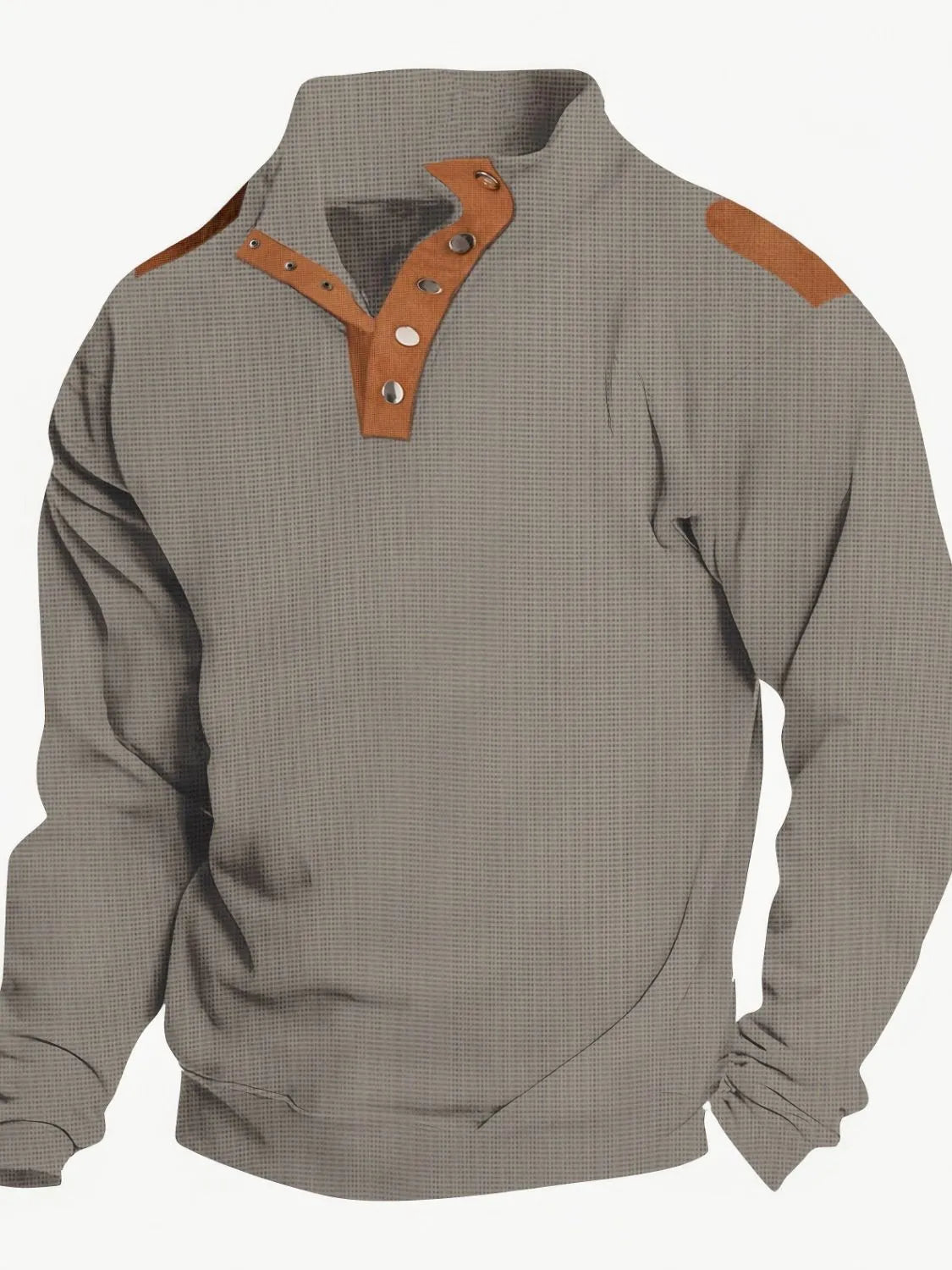 Men's Full Size Quarter Snap Long Sleeve Top Plus Size.