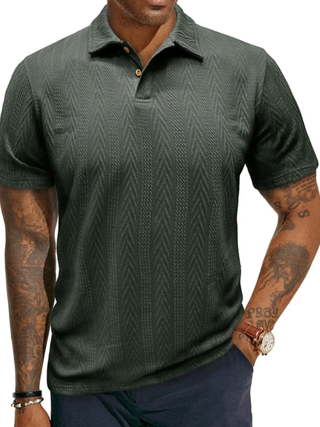 Men's Classic Chevron Textured Polo Shirt.