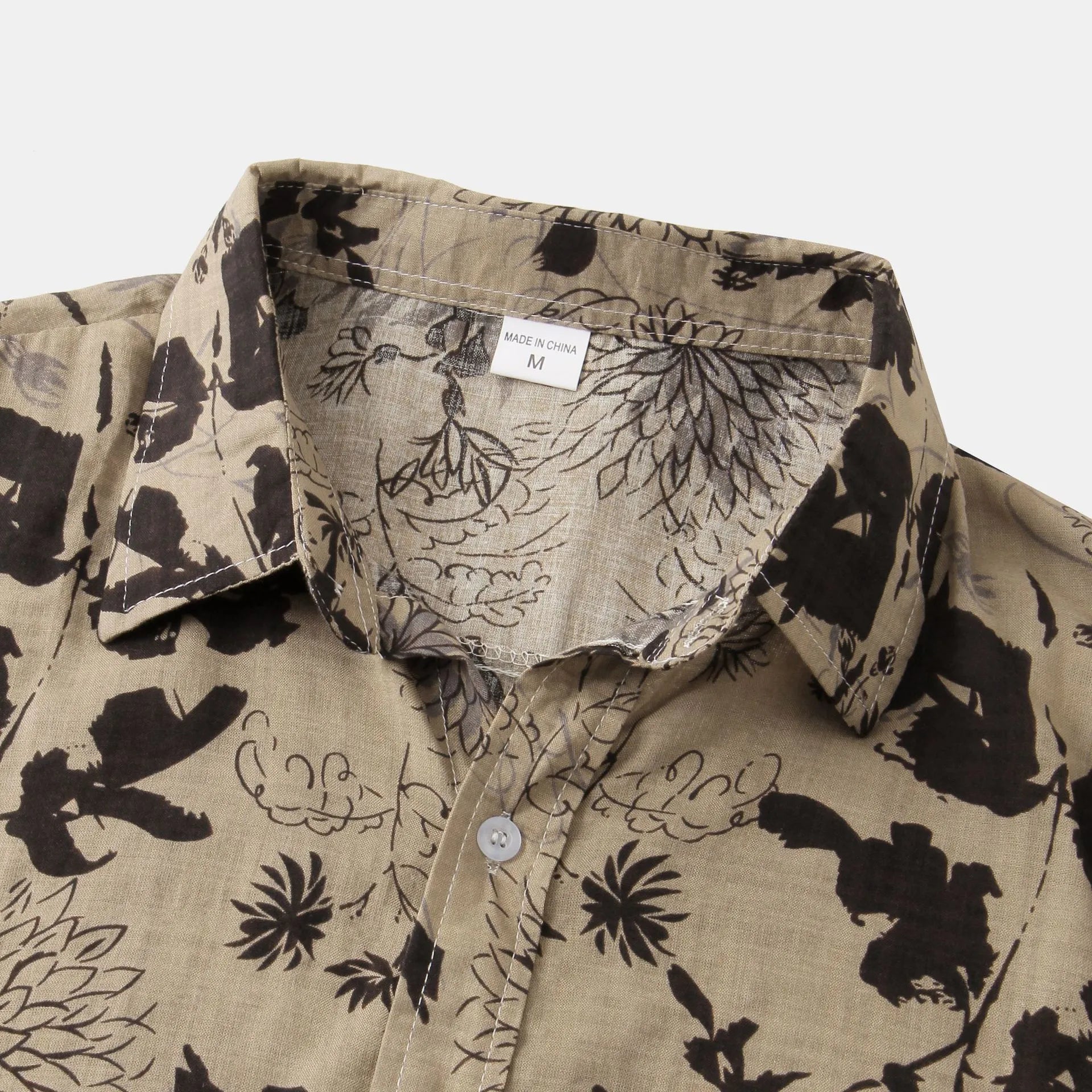 Men's Plus Size Floral Print Short Sleeve Button Down Shirt.