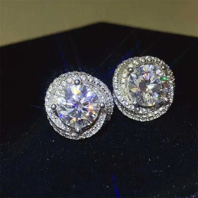 6 Carat Moissanite 925 Sterling Silver Earrings.
