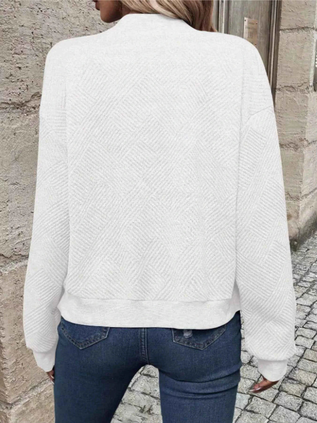 Textured Knit Zip-Up Bomber Jacket