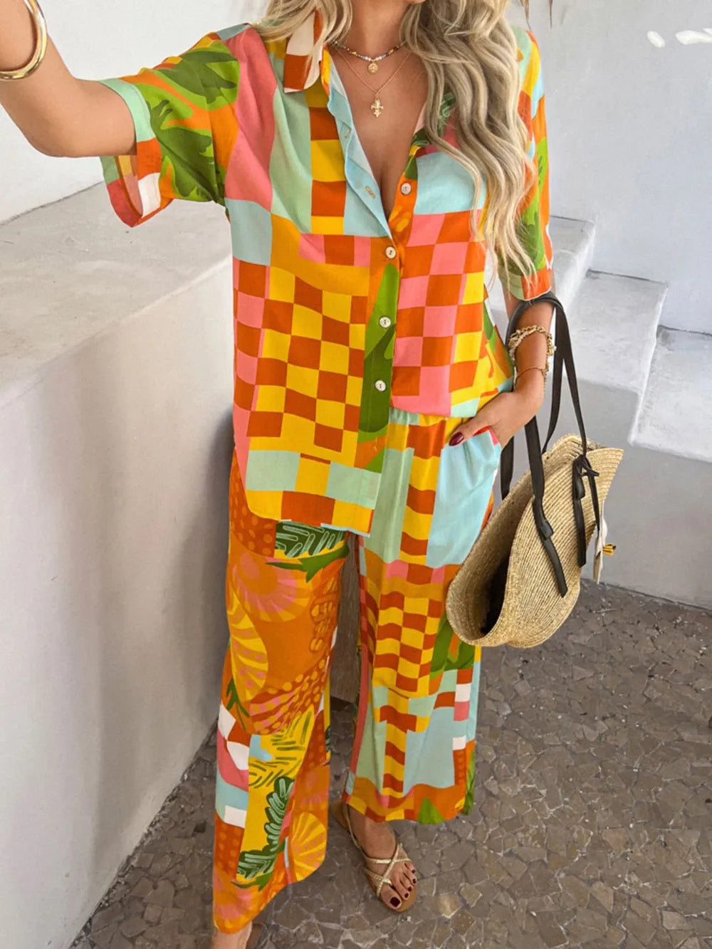 Button Down Shirt and Pants Set - CHIC TB