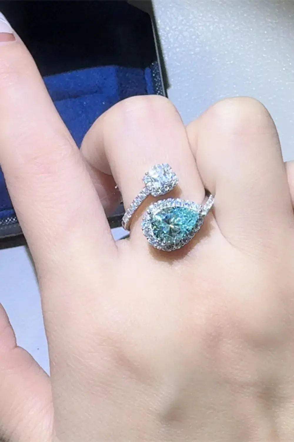 2 Carat Moissanite 925 Sterling Silver Bypass Ring.