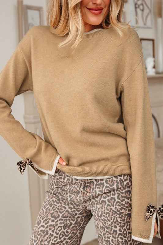 Ava Cuff Contrast Trim Sweater