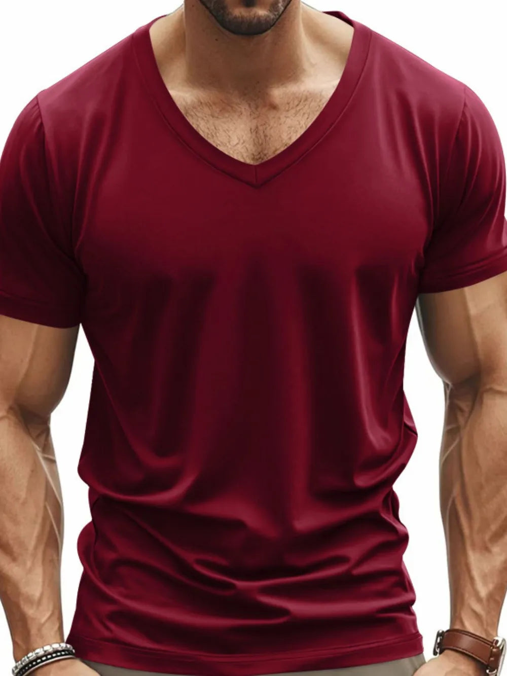 Casual V-Neck Short Sleeve T-Shirt Plus Size for men.