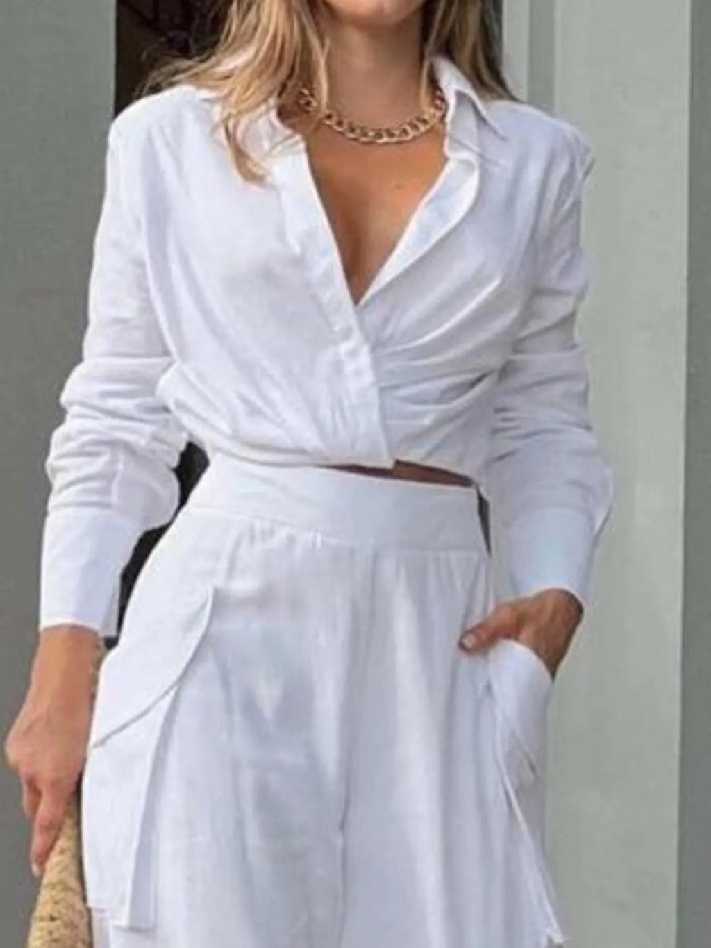 Long Sleeve Top and Pants Set Plus Size.