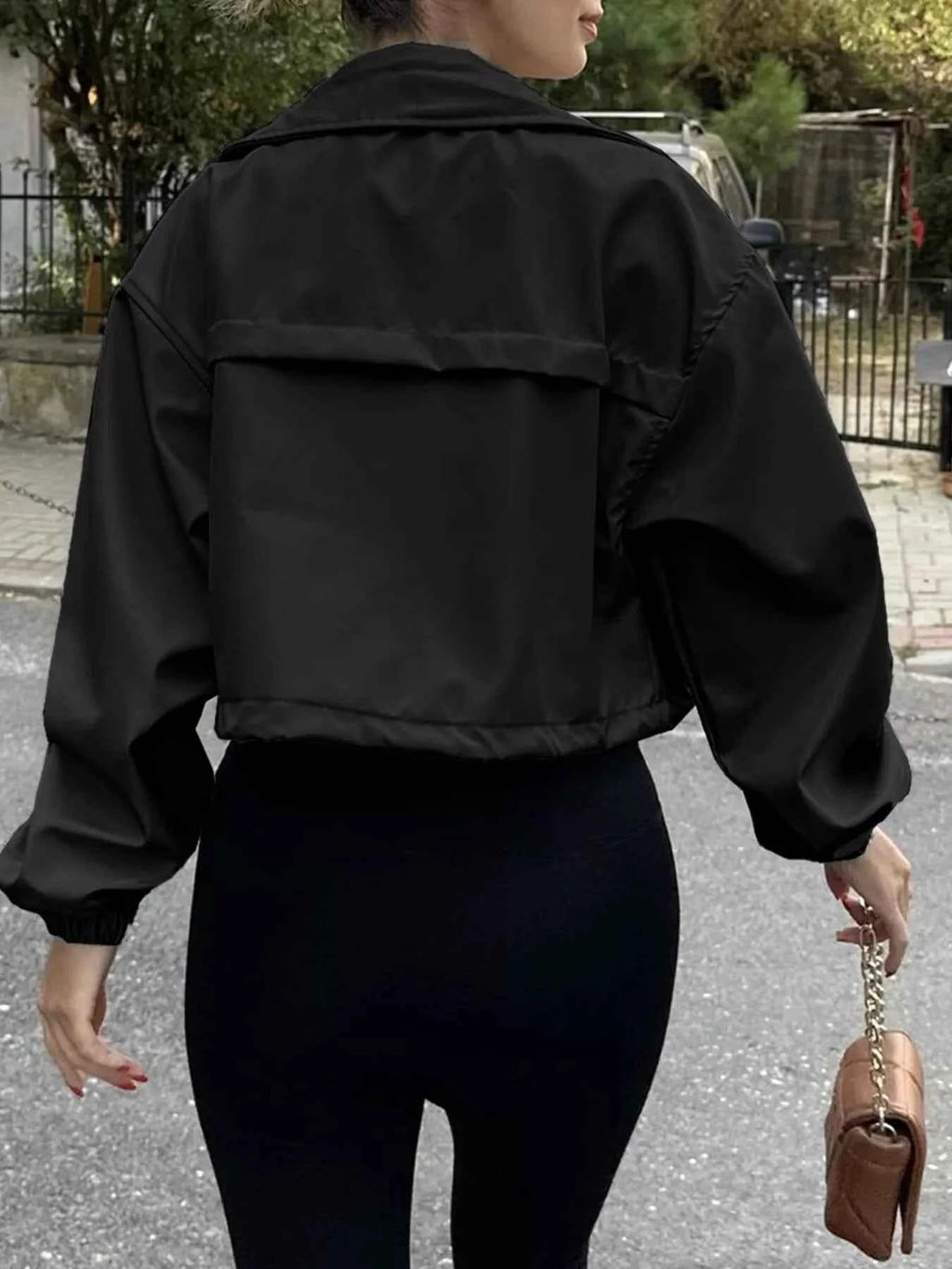 Drawstring Hem Zip Up Jacket