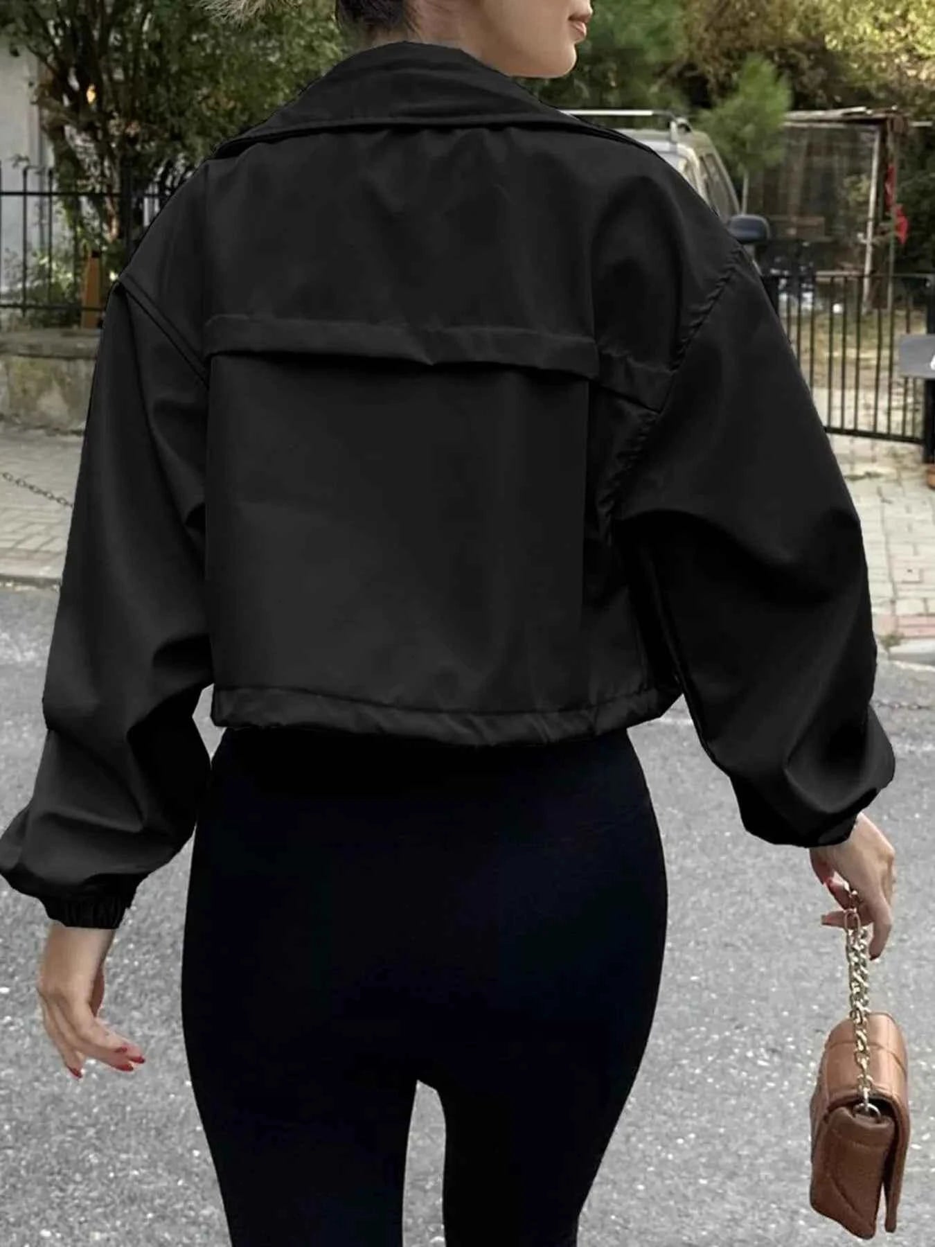 Drawstring Hem Zip Up Jacket