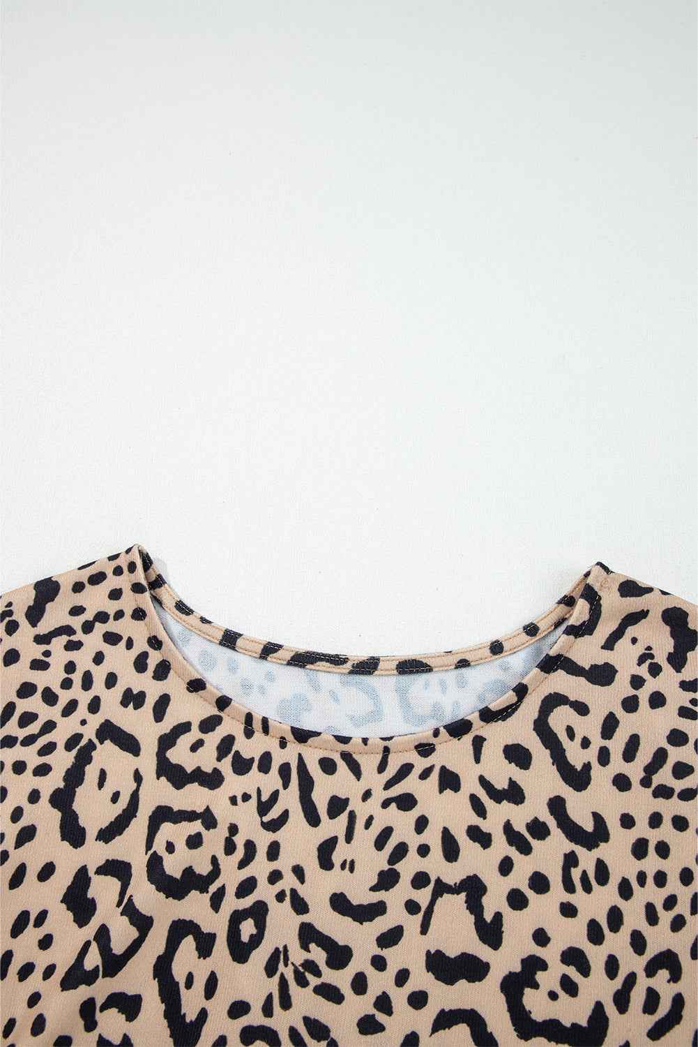Khaki Leopard Print Long Batwing Sleeve Loose Top