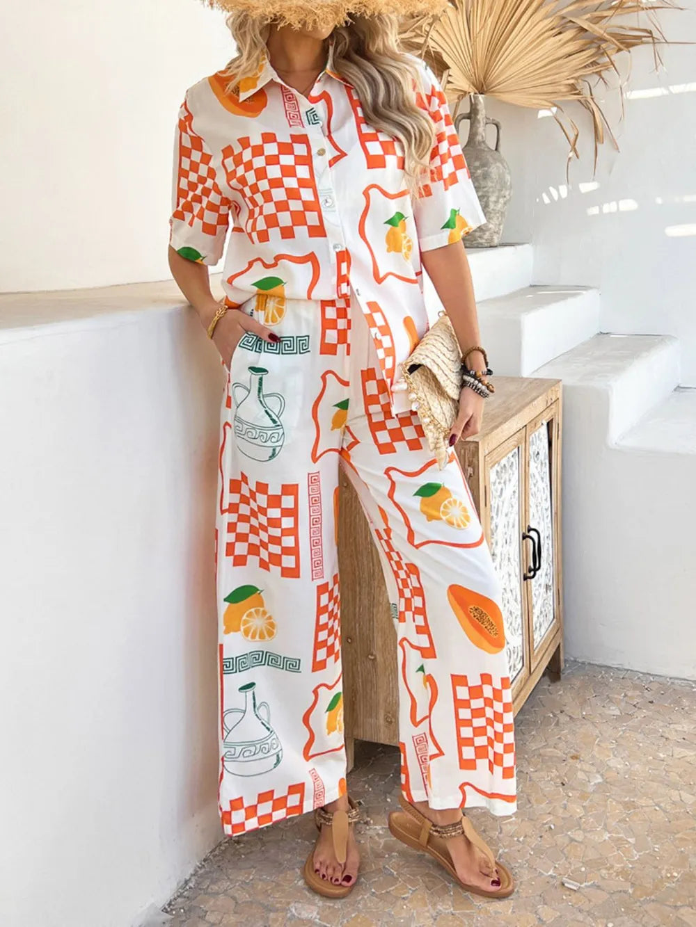 Half Sleeve Top and Pants Set - CHIC TB