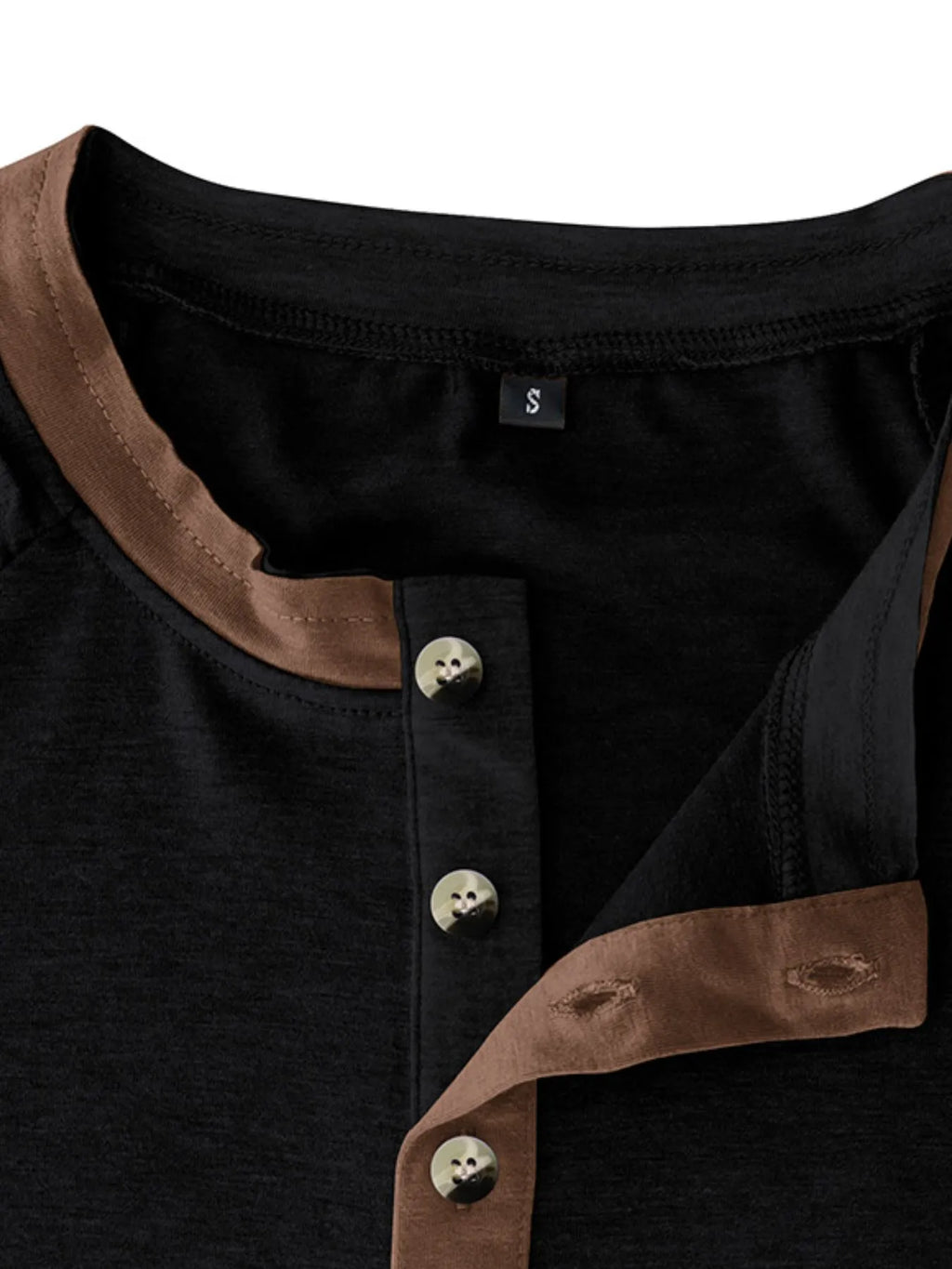 Men's Full Size Casual Henley Short Sleeve Top with Contrast Collar Plus Size.