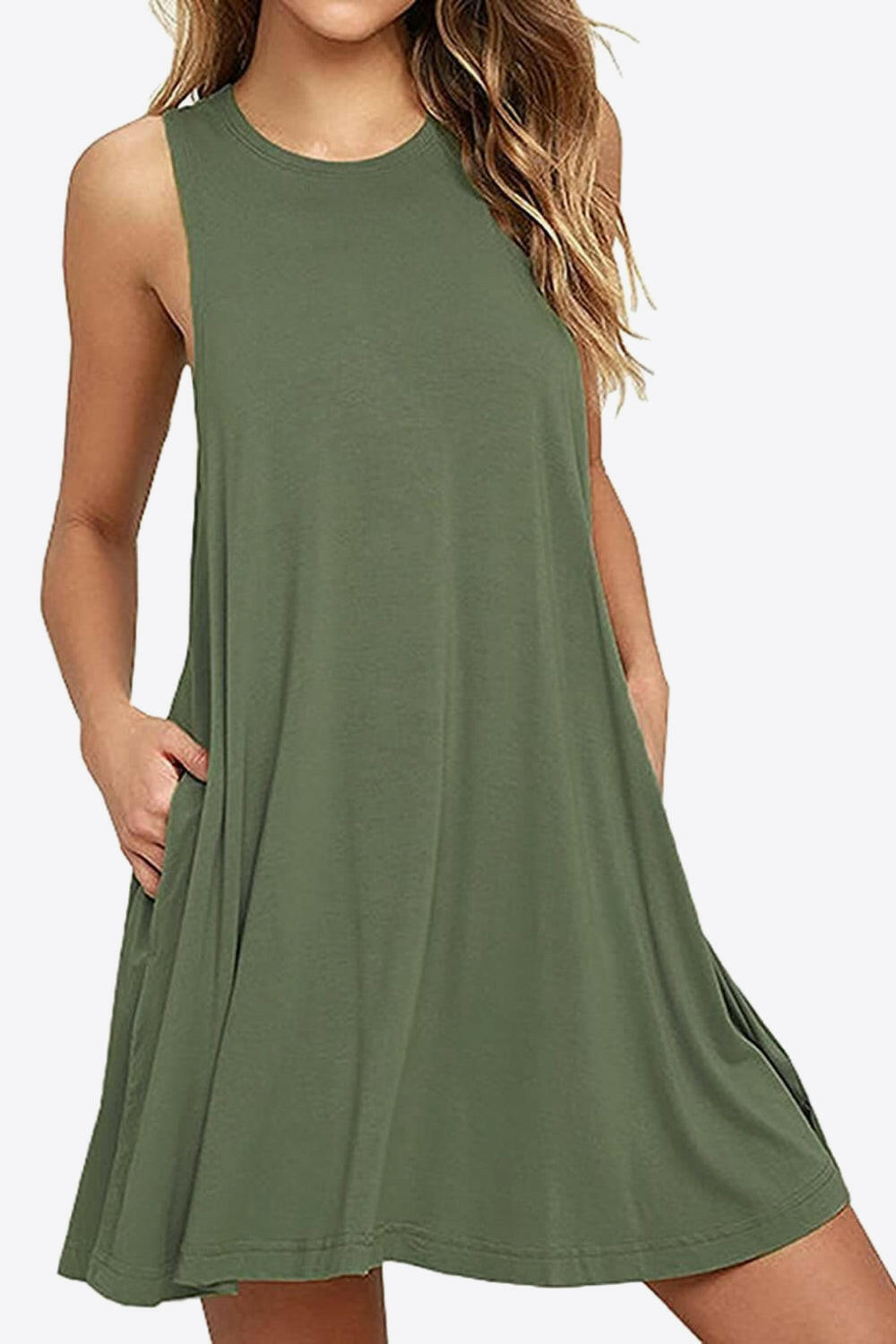 Sleeveless Dress with Pockets.