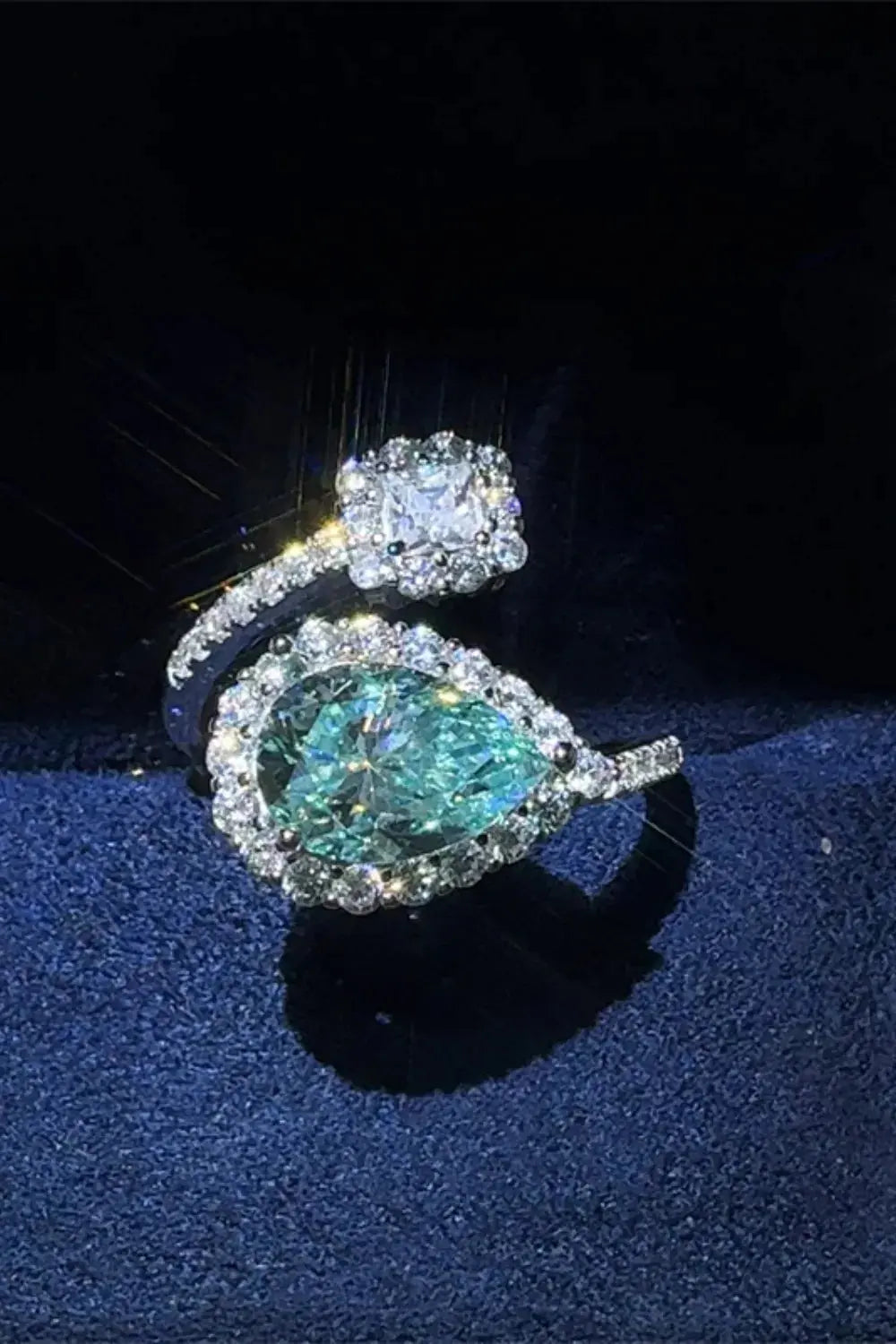 2 Carat Moissanite 925 Sterling Silver Bypass Ring.