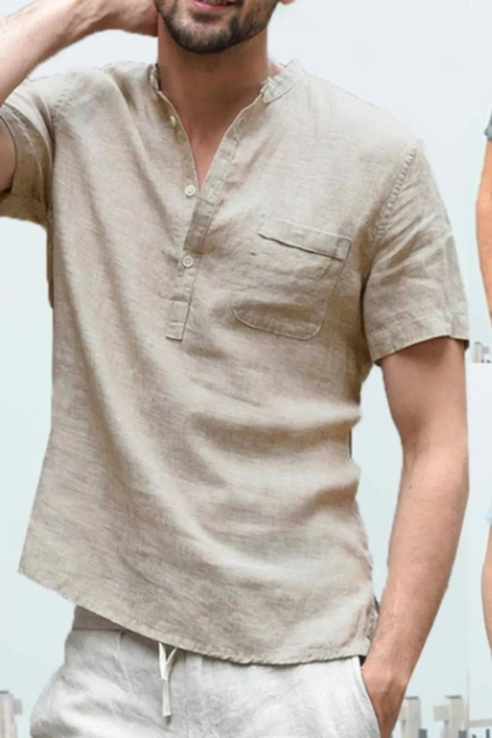 Men's Full Size Half Button Short Sleeve Polo Plus Size.