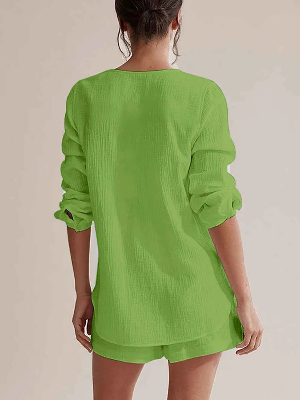 Long Sleeve women Top and Shorts Set