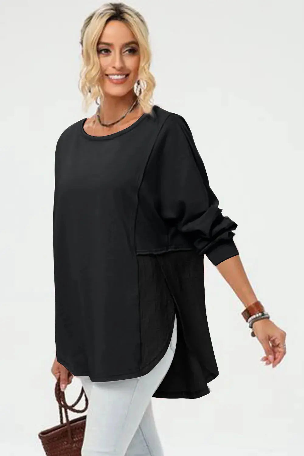 Long Sleeve High-Low T-Shirt.