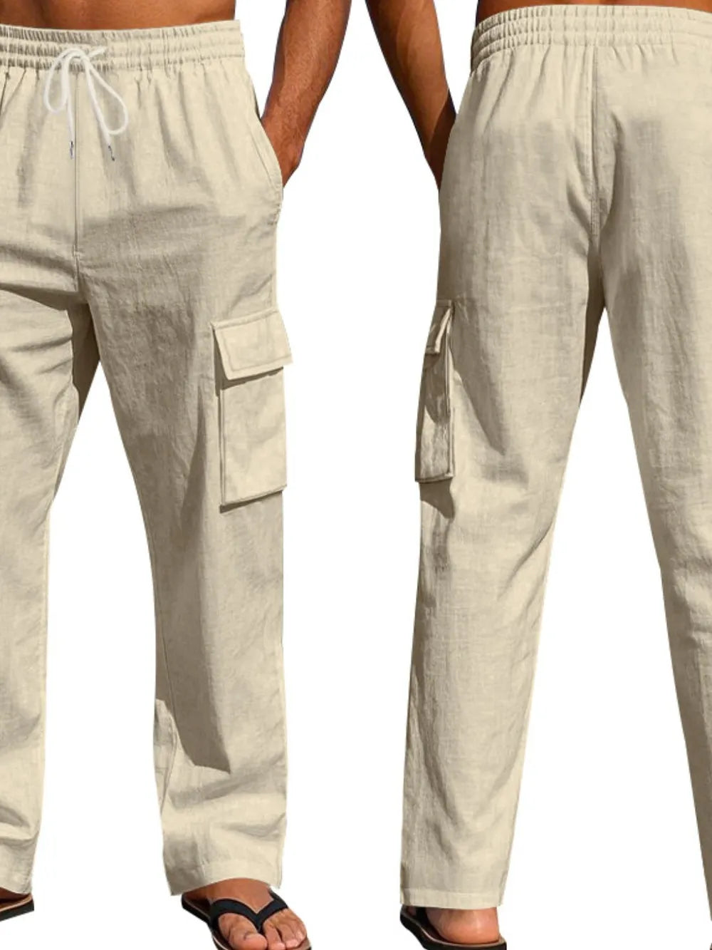 Men's Full Size Drawstring Pants with Pockets Plus Size.