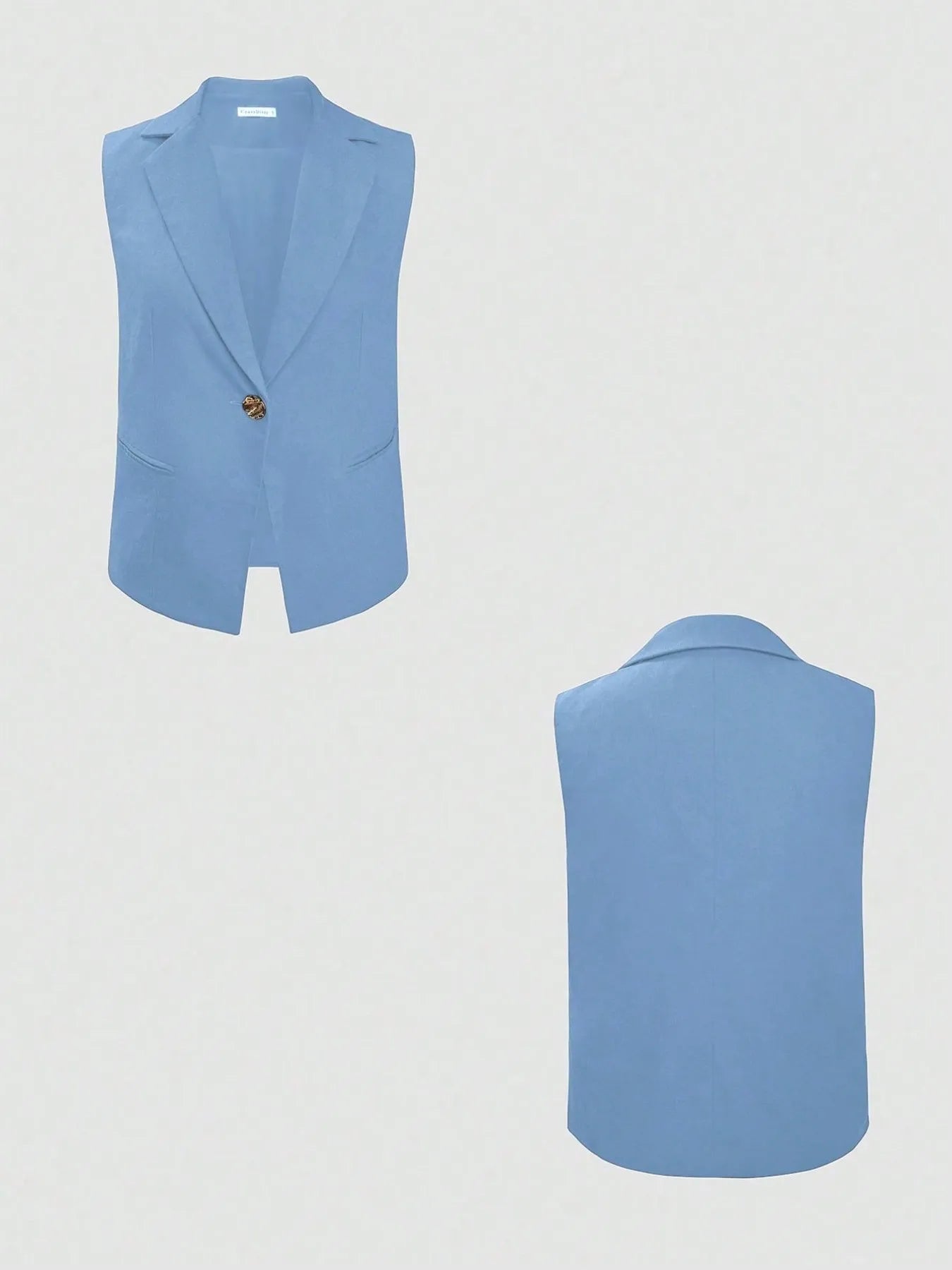 One Button Sleeveless Top and Pants Set.