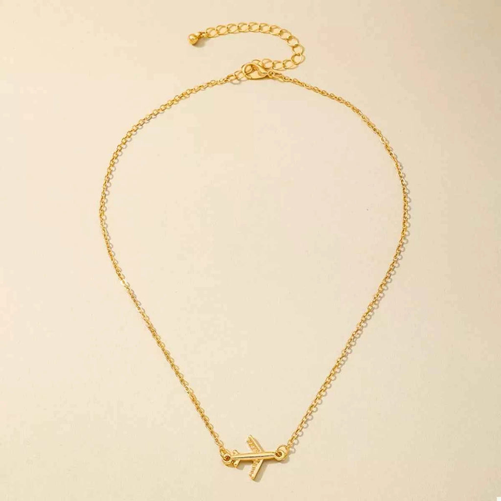 18K Gold-Plated Airplane Necklace