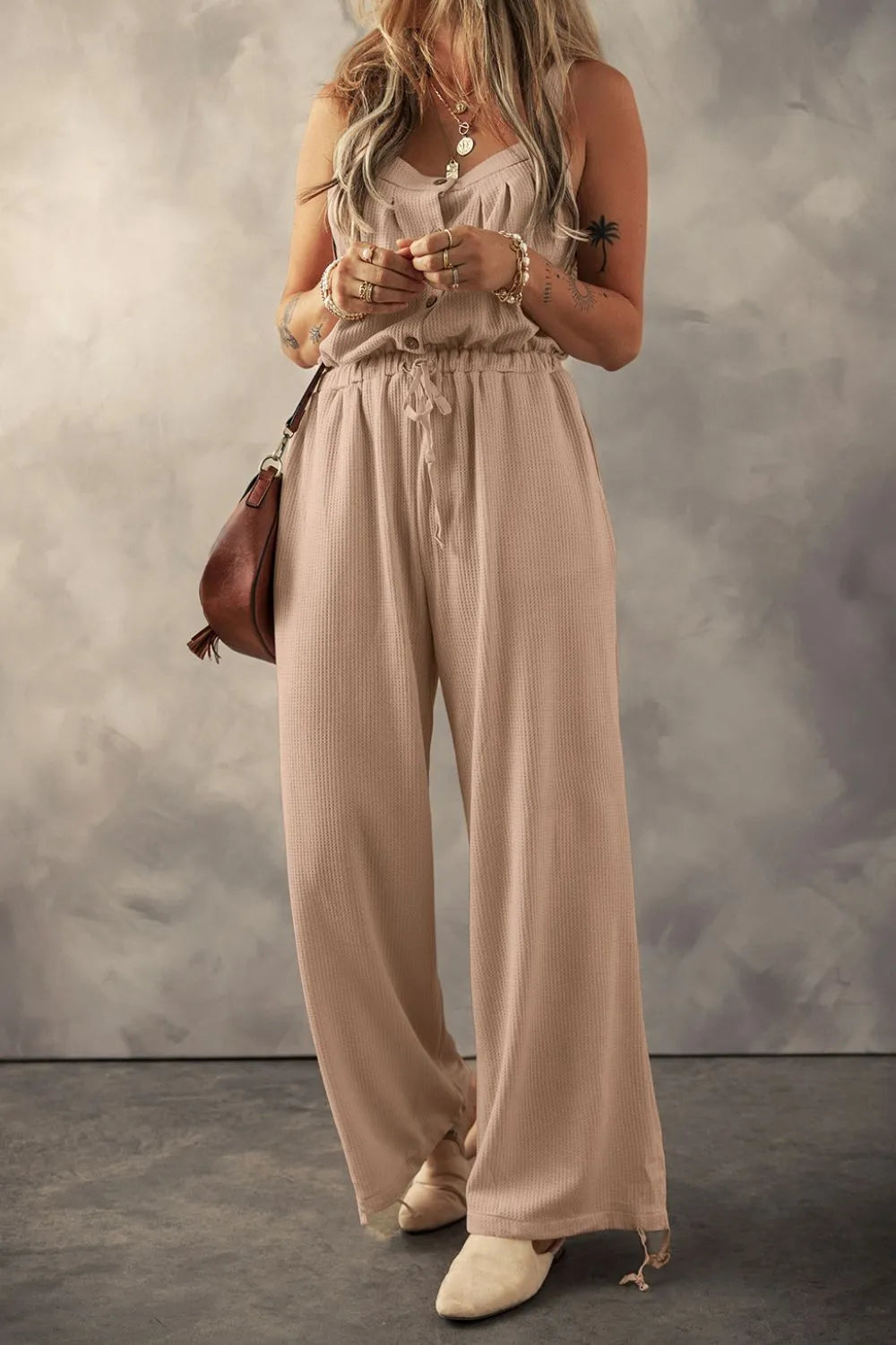 Straps Button Jumpsuit.
