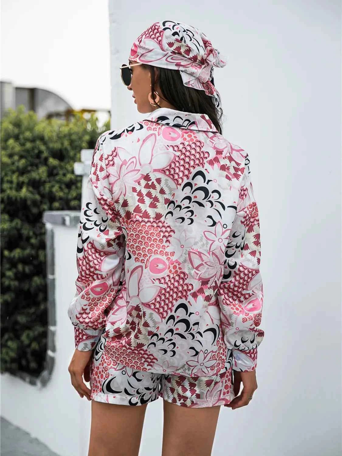 Long Sleeve Shirt and Shorts Set womem