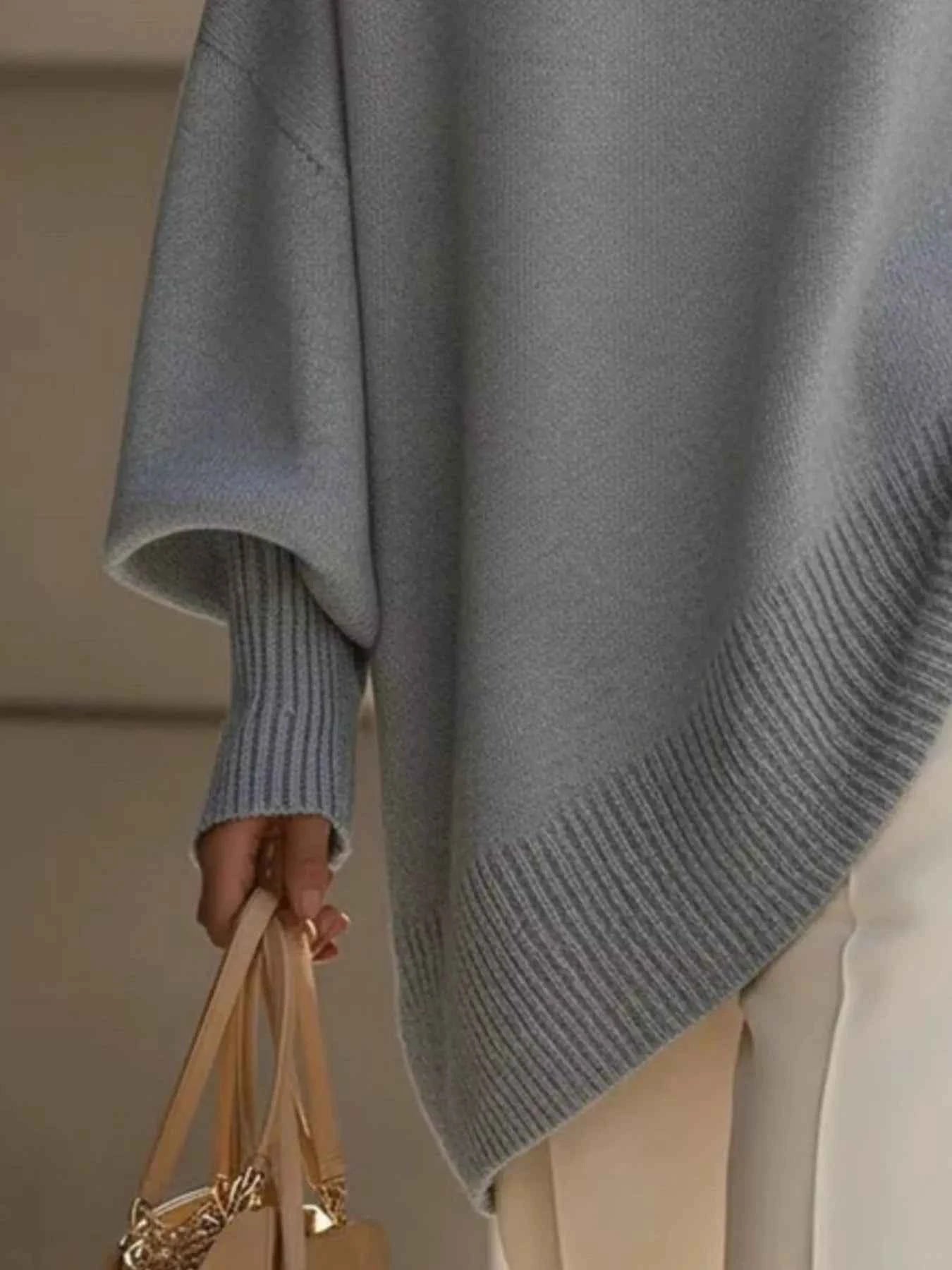 Oversized Batwing Sleeve Round Neck Sweater