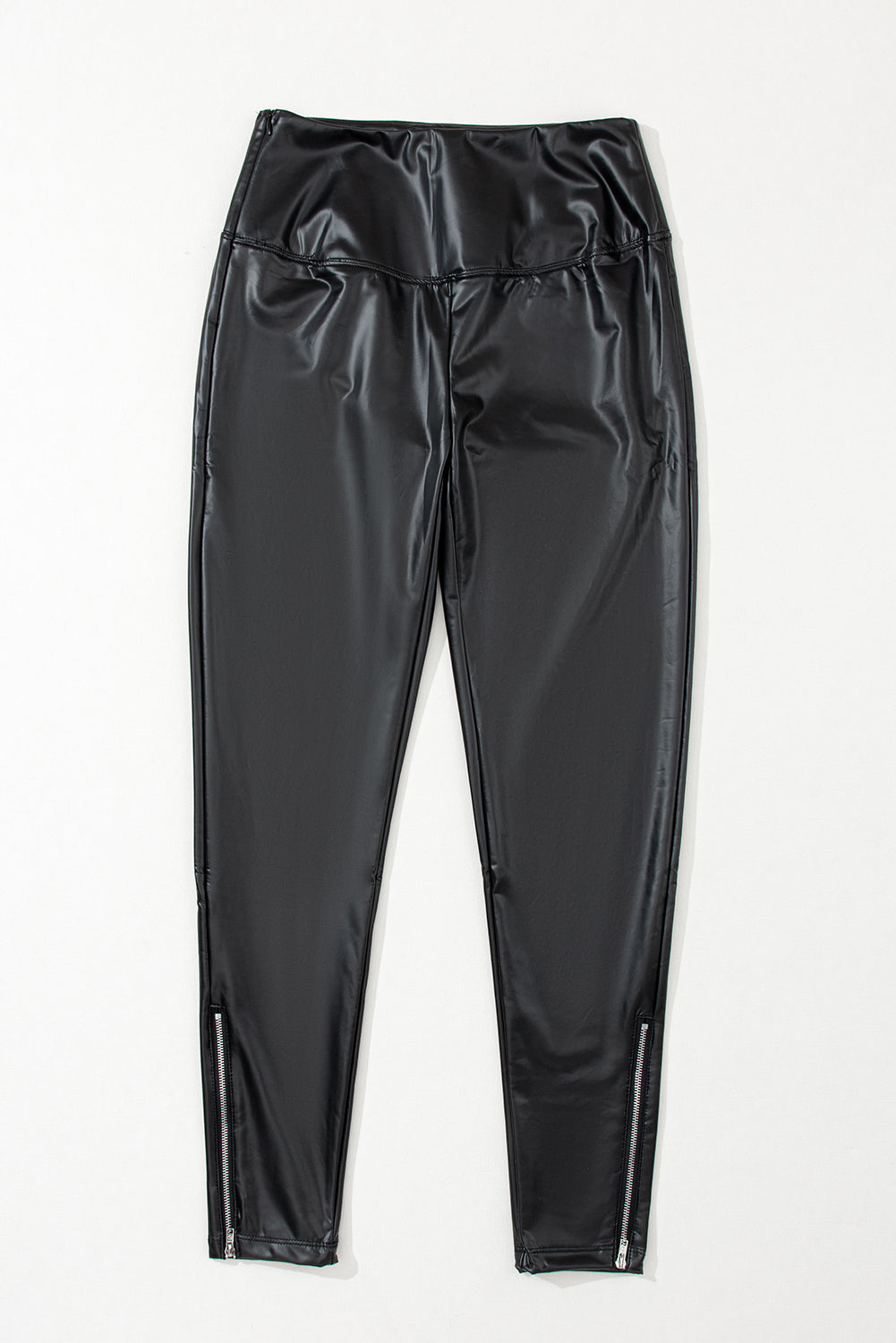 Black Faux Leather Zipped Detail Leggings Dear-Lover Dropshipping