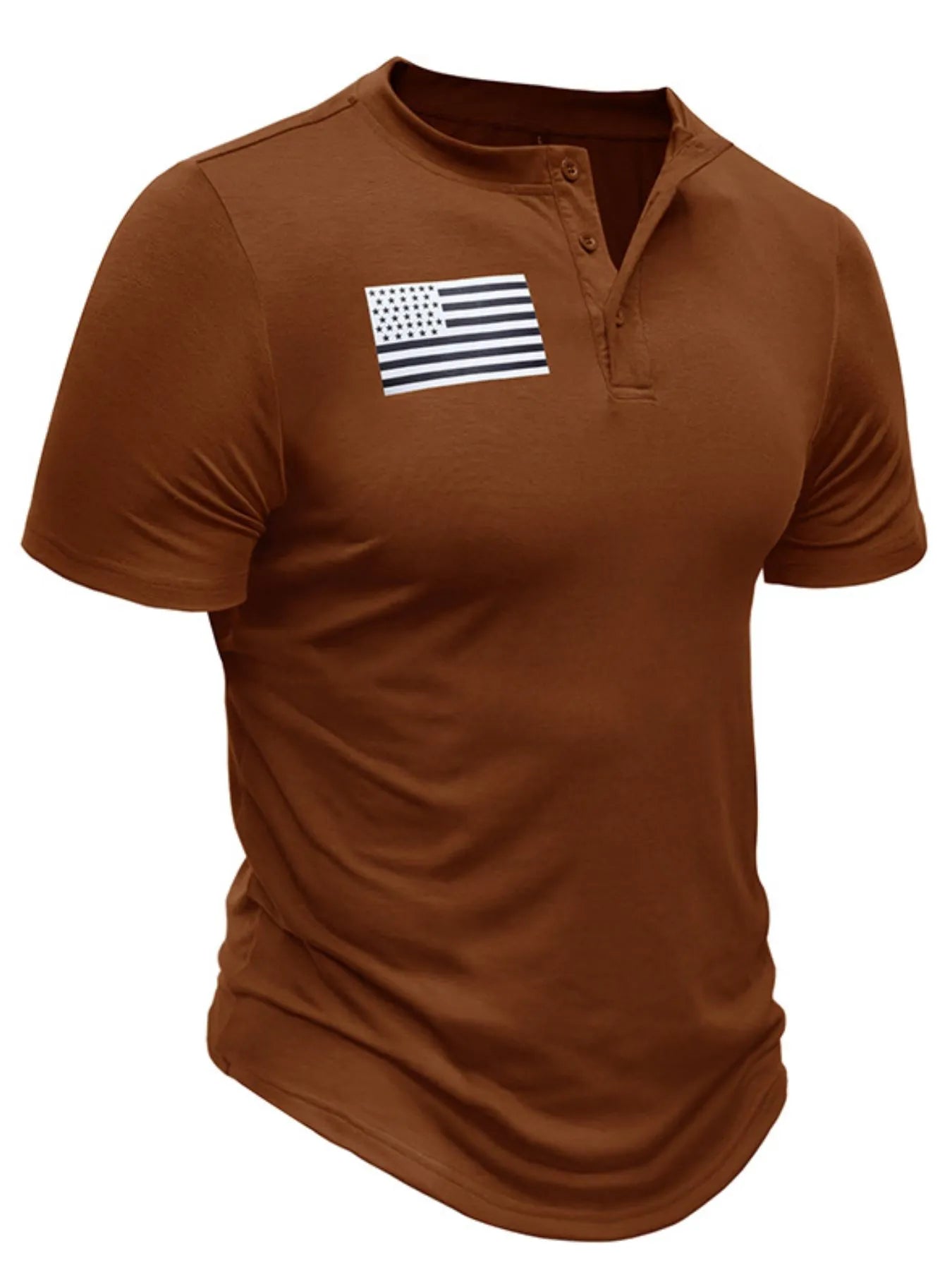 American Flag Short Sleeve Henley Top for men.