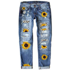 Fashion Fitted Printed Denim Pants for Women eprolo