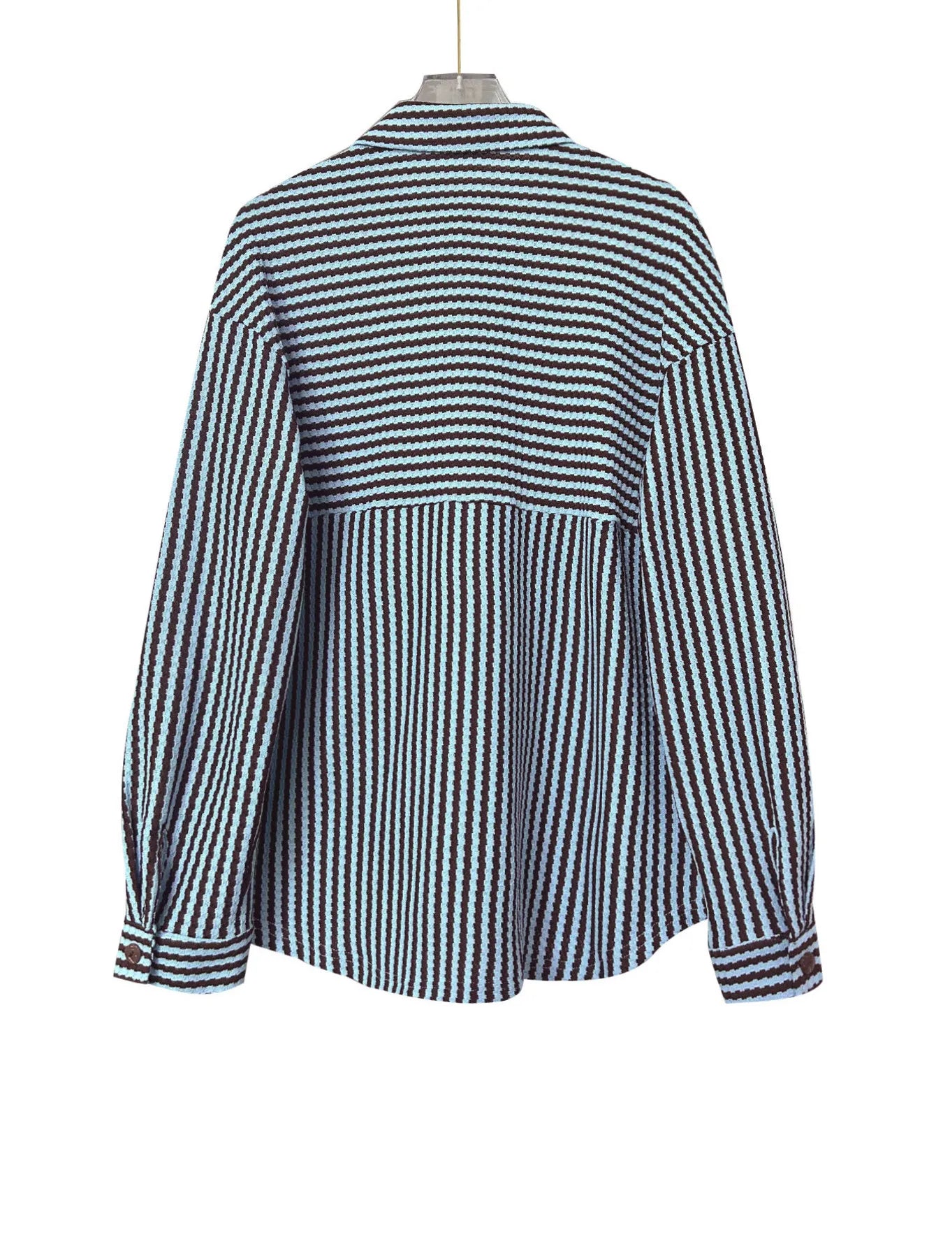 Striped Button-Down Casual Shirt.