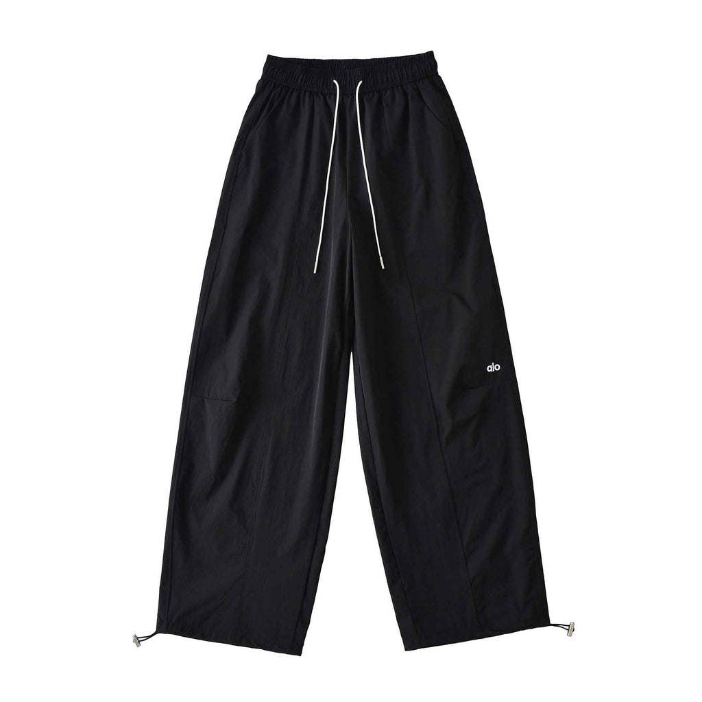 Elastic high waisted loose slimming drawstring ankle tied casual pants