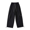 Elastic high waisted loose slimming drawstring ankle tied casual pants