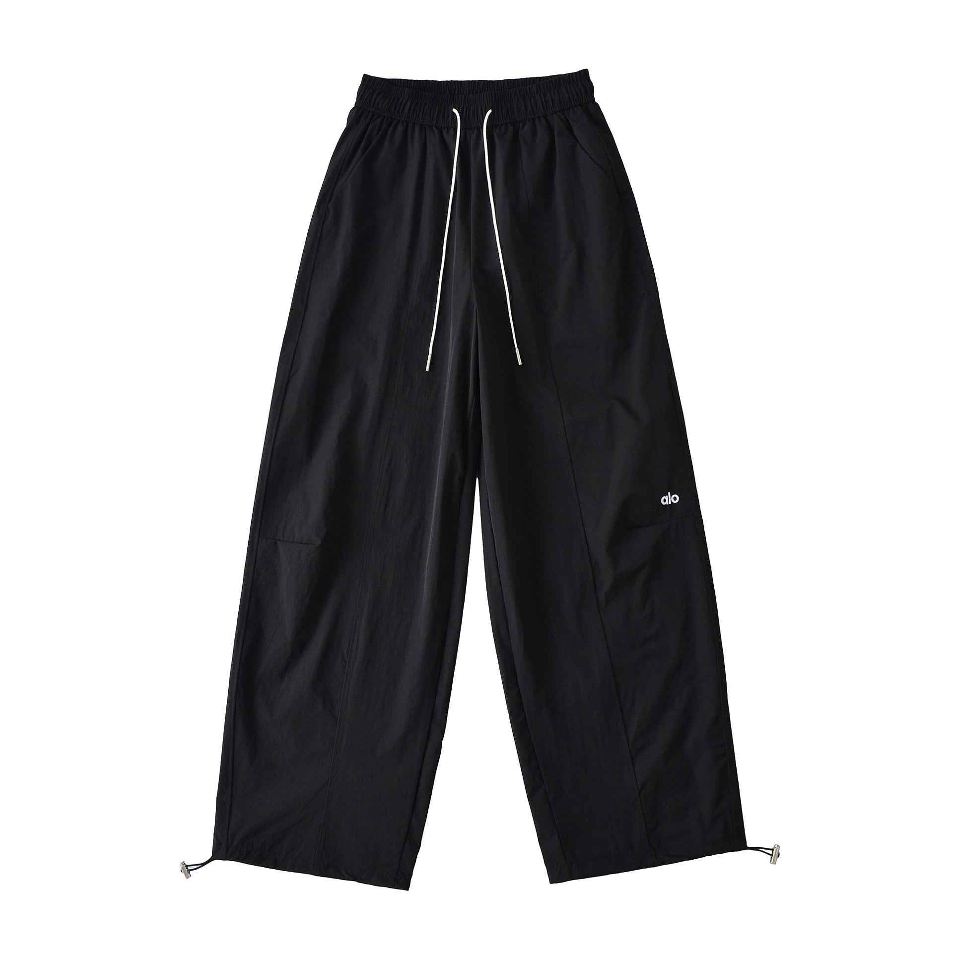 Elastic high waisted loose slimming drawstring ankle tied casual pants