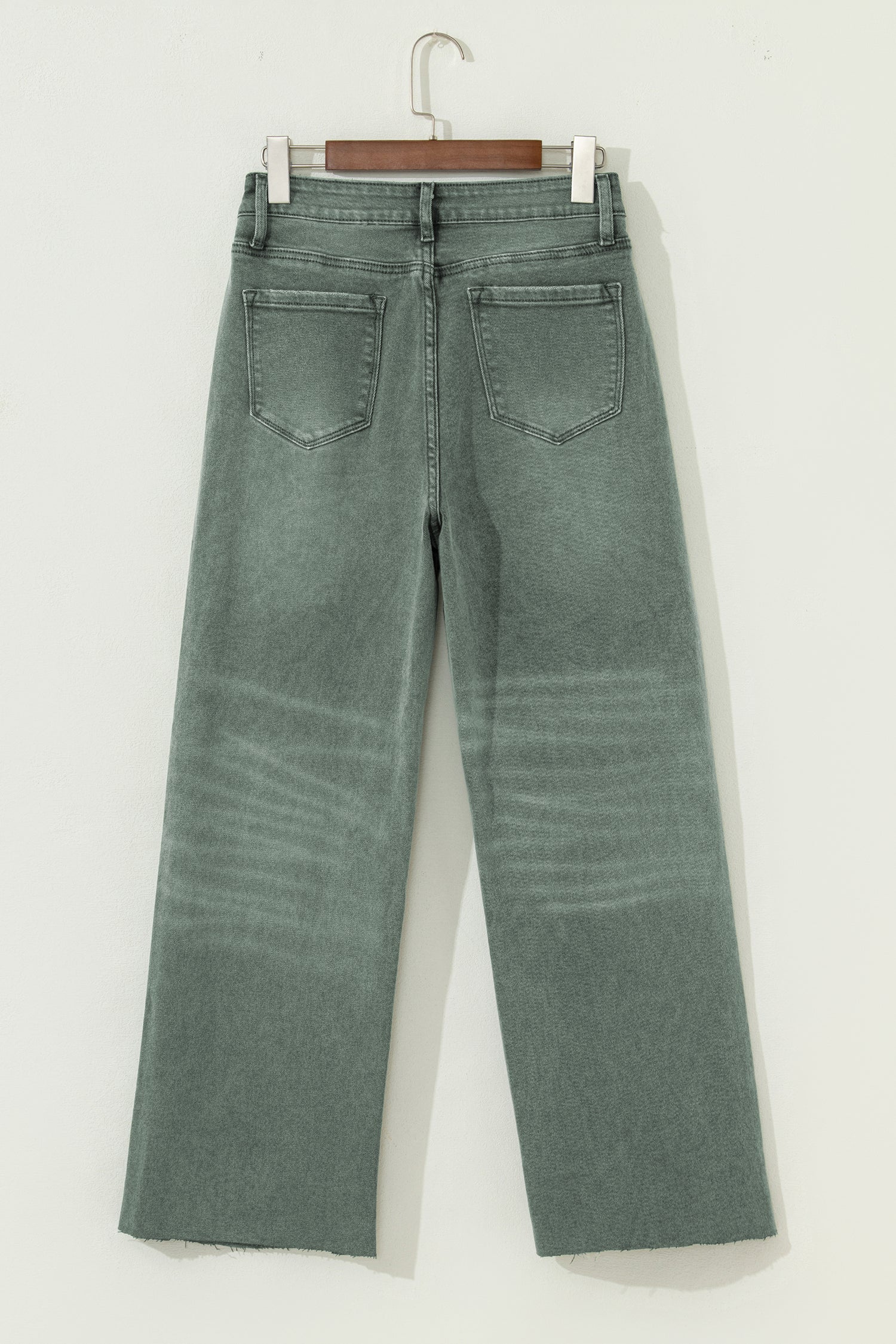 Four Leaf Clover Slight Distressed Raw Edge Wide Leg Jeans