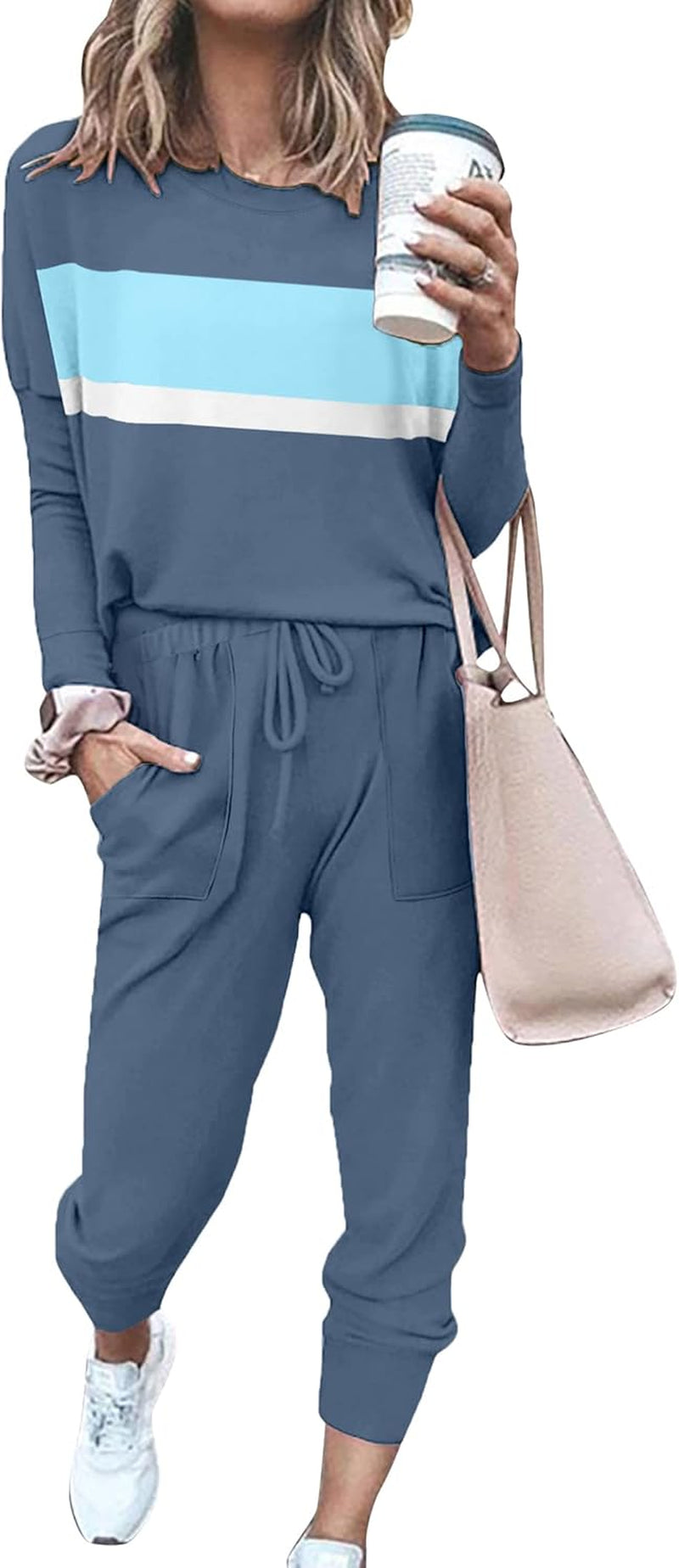 Bofell Lounge Sets for Women Two Piece Travel Outfits Sweatsuits 2 Piece Fashion 2024 Trendy Pajamas