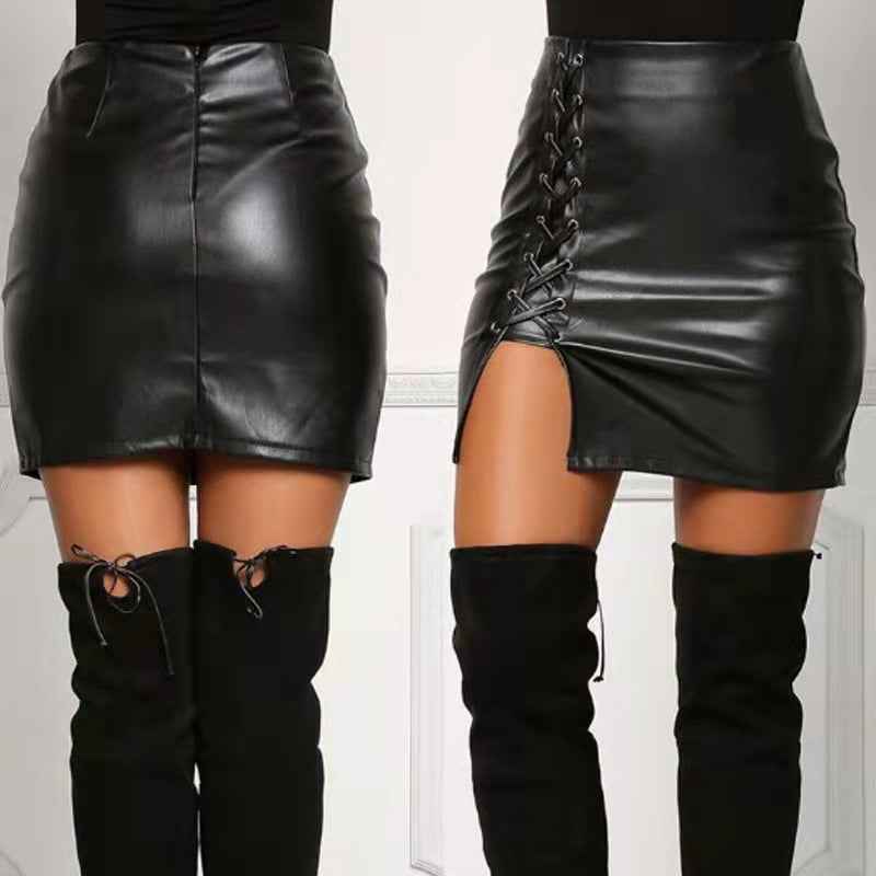 Strap high waisted split skirt for women