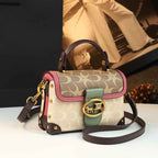 Leather Small Square Bag for Women, Fashionable Magenta Color, Handheld Mini Bag, Elegant and Stylish, Shoulder Crossbody Bag