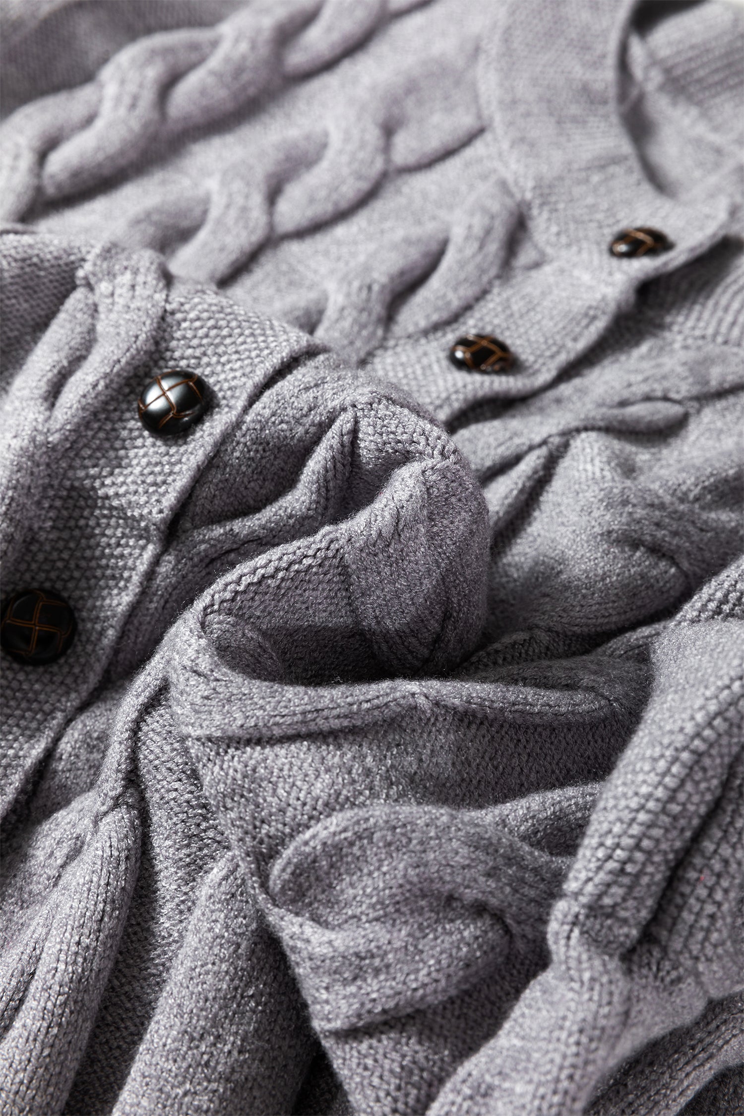 High Cable Knit Cardigan Sweater