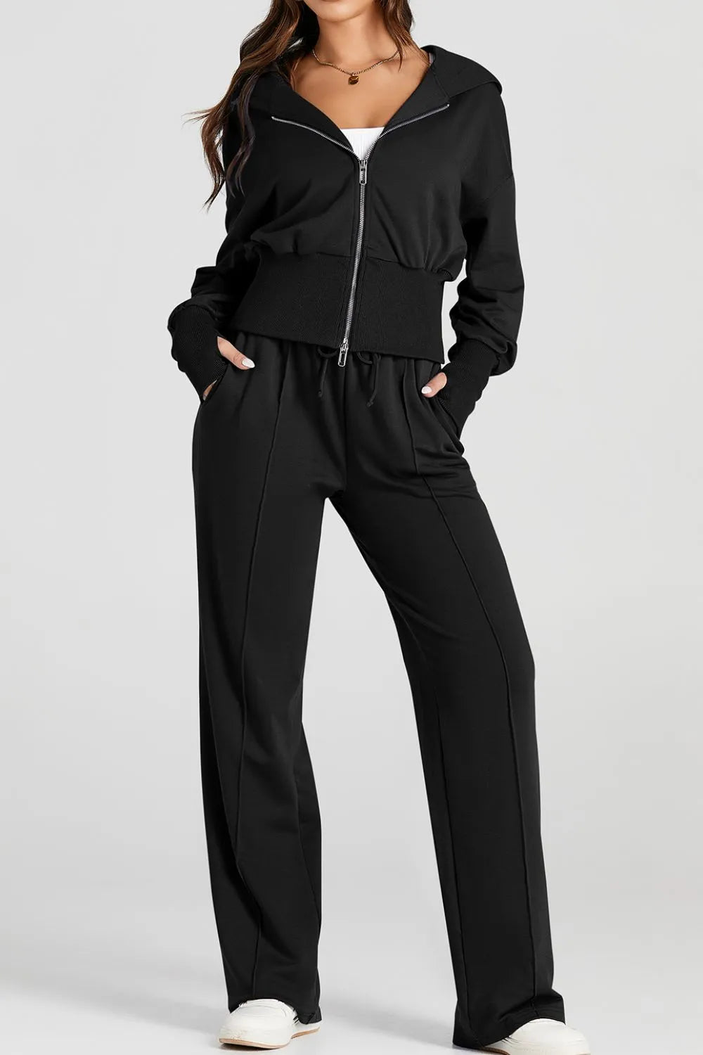 Zip-Up Hoodie and Pants Active Set.