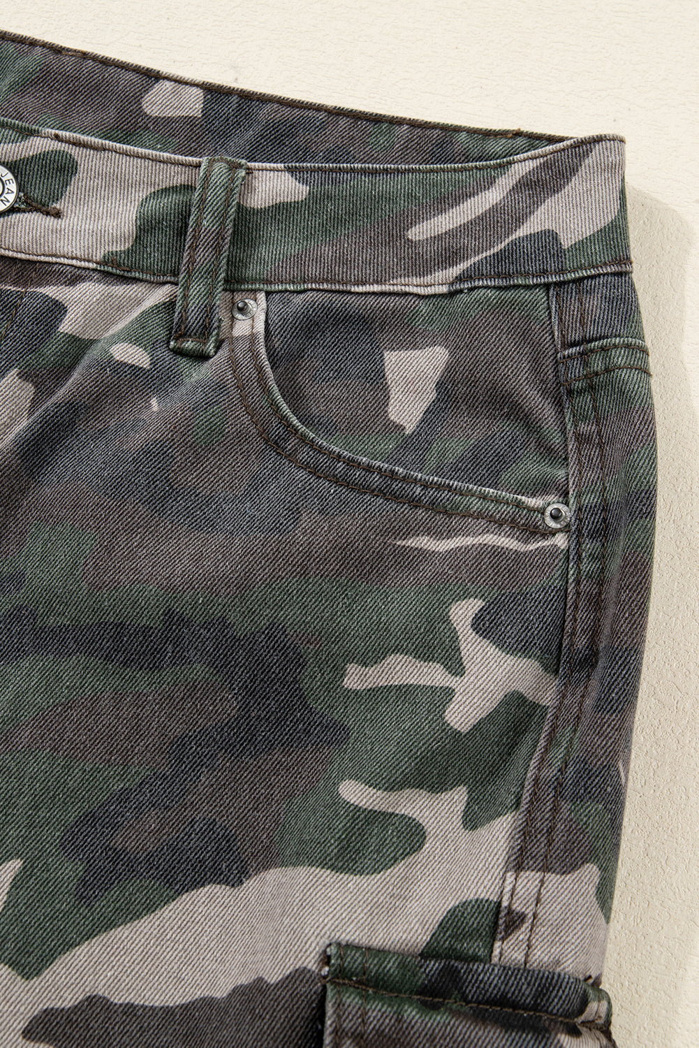 Green Camo Denim Cargo Wide Leg Pants Dear-Lover Dropshipping