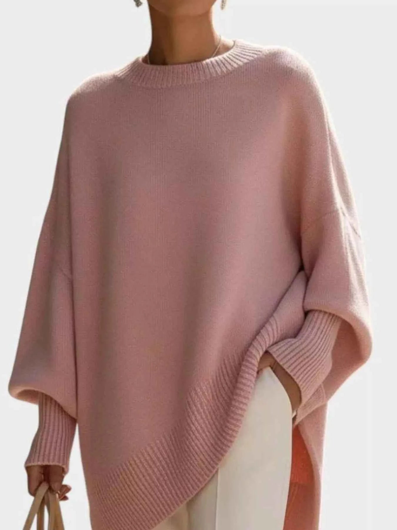 Oversized Batwing Sleeve Round Neck Sweater