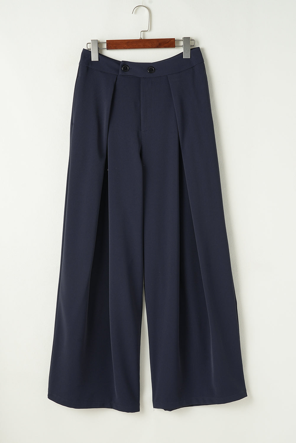 Dirty blue Dual Buttoned High Waist Pleated Wide Leg Pants Dear-Lover Dropshipping
