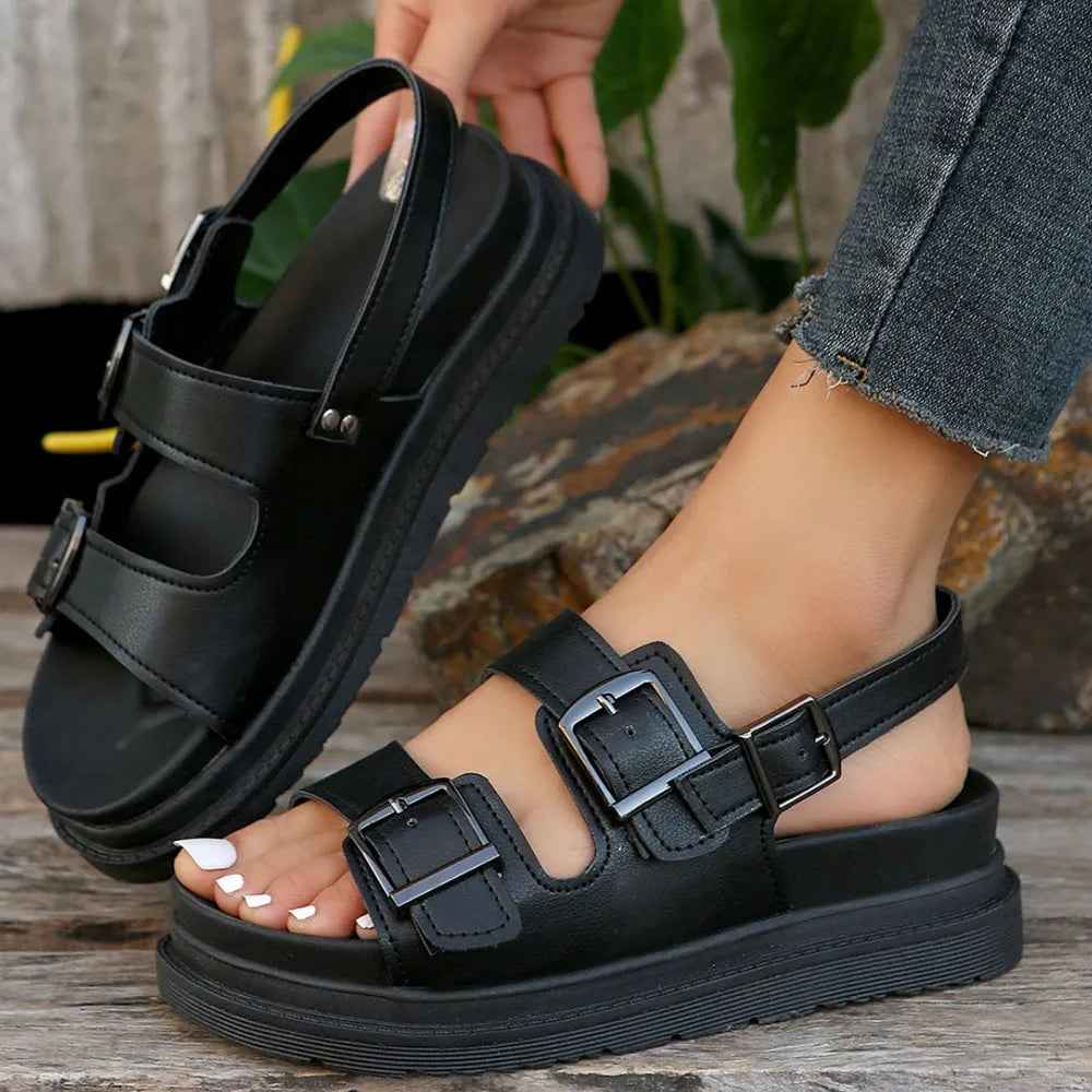 Buckle Open Toe Platform Sandals