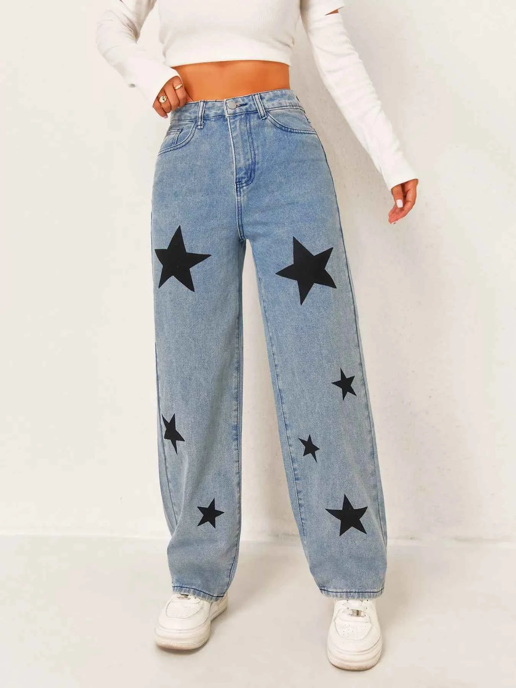 Star High Waist Wide Leg Jeans