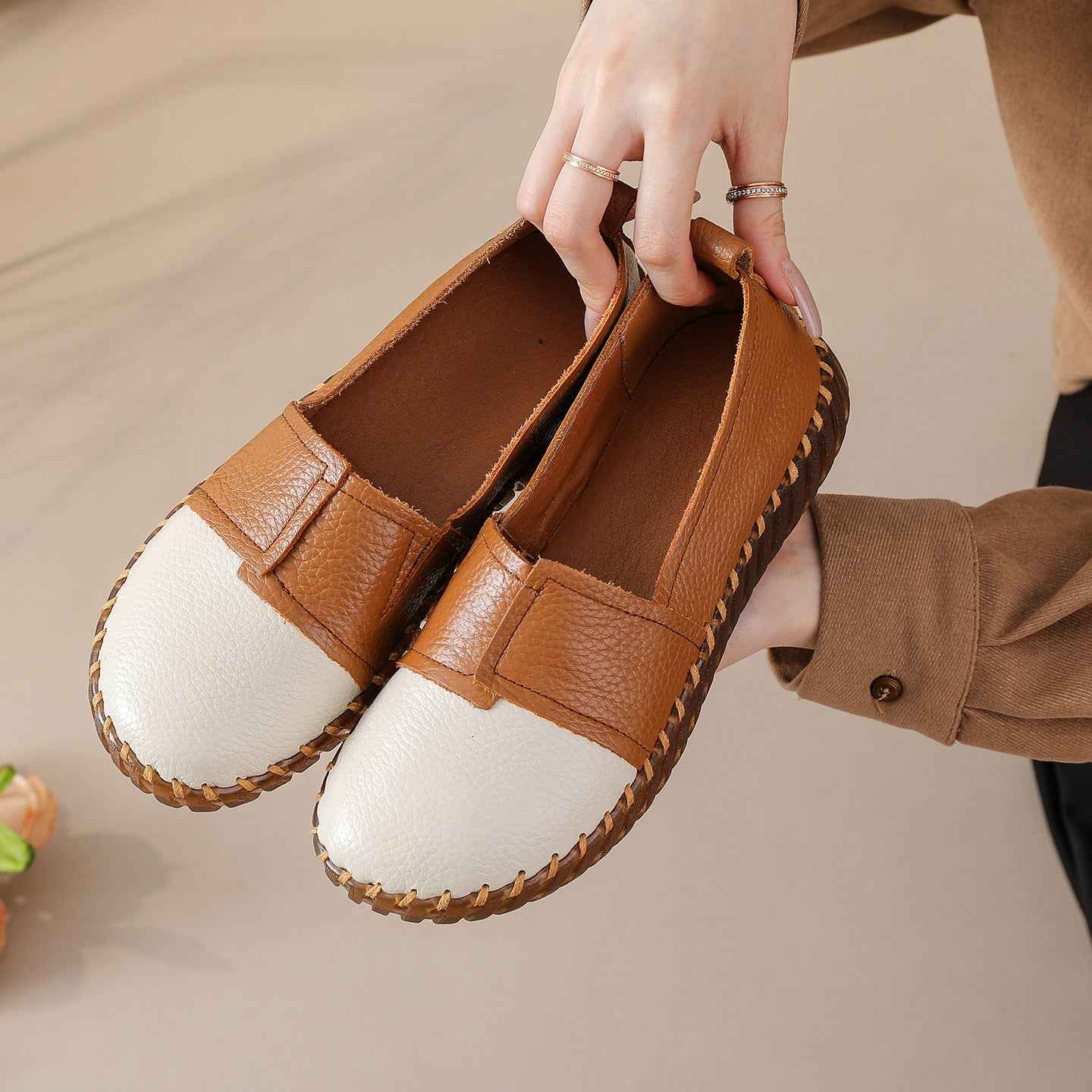 Leather soft sole one foot soft cowhide women's shoes comfortable single shoe